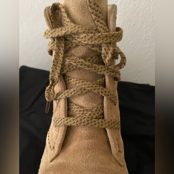 CHANEL suede calfskin lace up ankle boot dark beige 38 - Picture 11 of 15